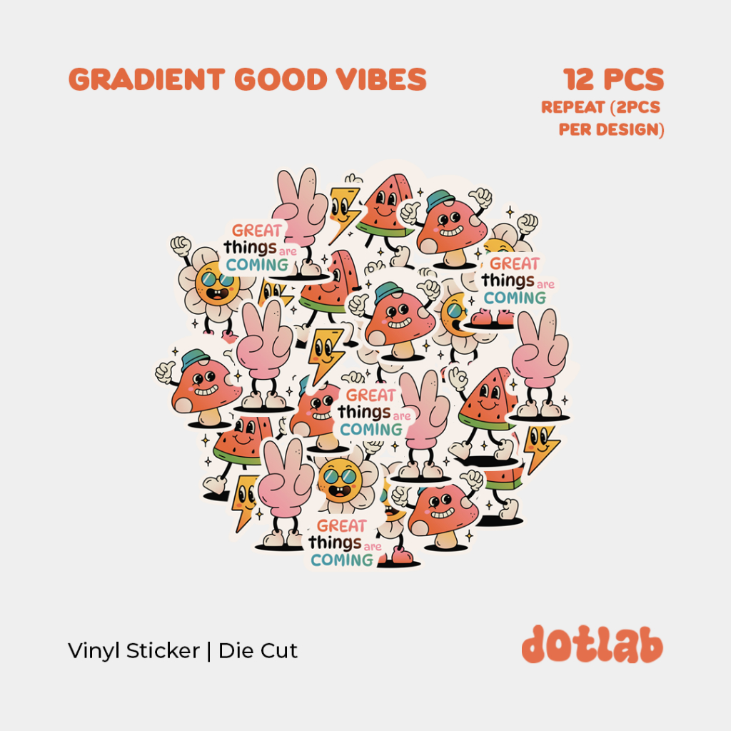 

DOTLAB STICKER PACK Gradient Good Vibes (12 PCS) | Sticker Tumbler | Stiker Laptop Koper Helm
