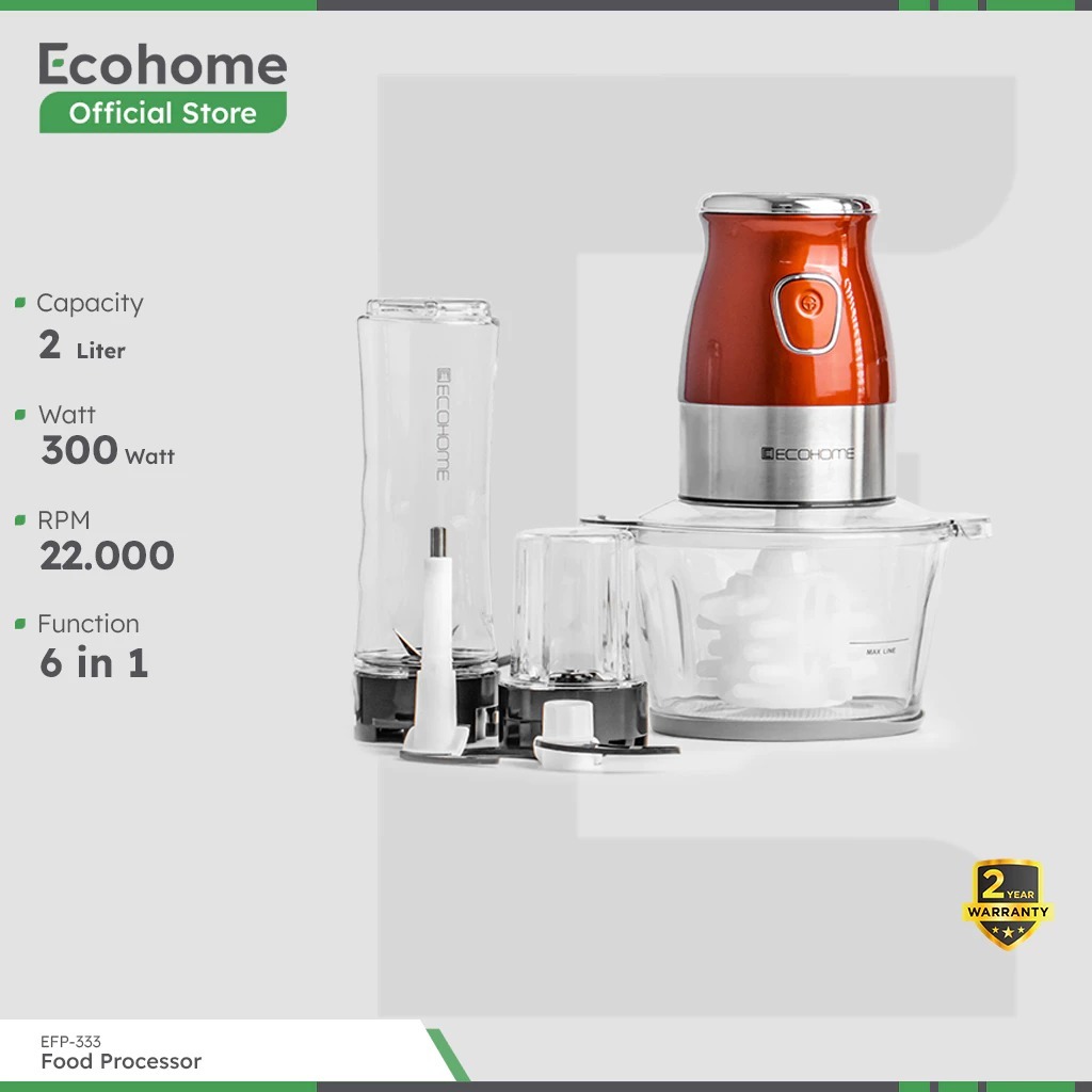 ECOHOME Food Processor 7 in 1 EFP333 Chopper Blender Smoothies and Garlic Peeler