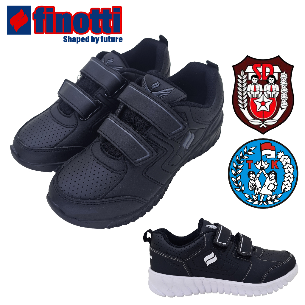 Sepatu hitam polos sekolah anak / Sneakers anak Finotti Nevada 1 3 4