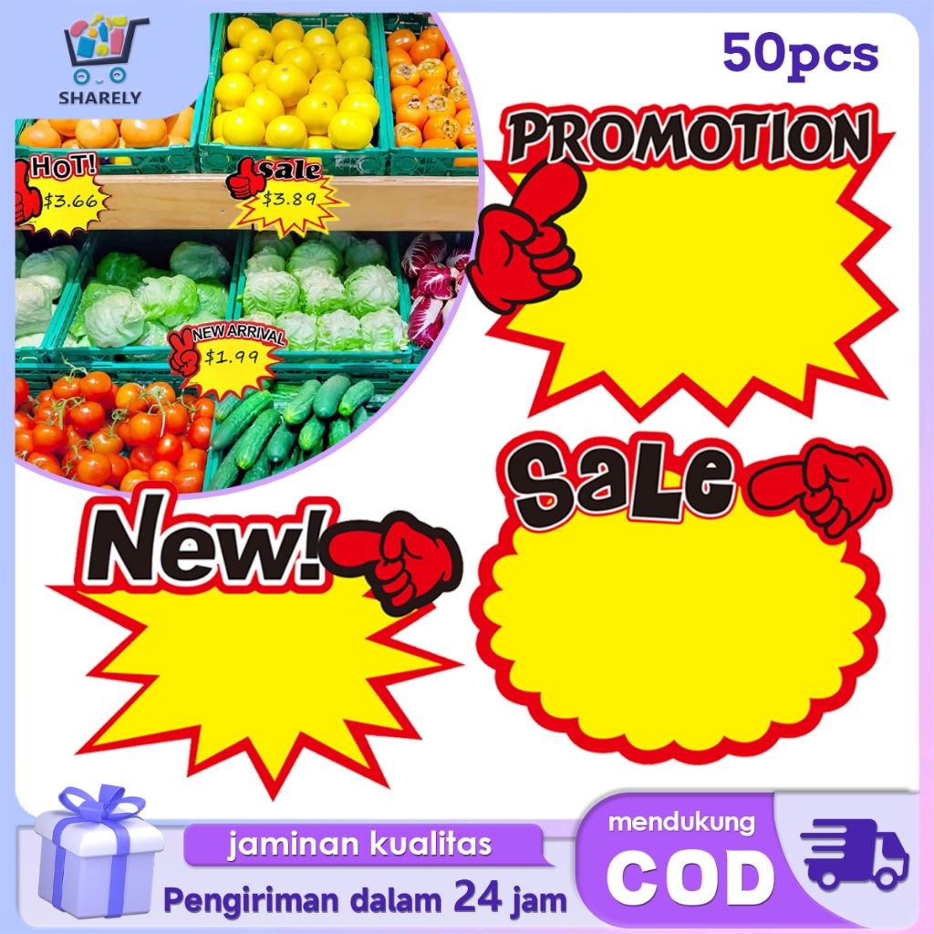 

50pcs Kertas Harga Promo Price Tag Pop Card Price Tags Kertas Harga Tulisan Sale Kartu Promosi