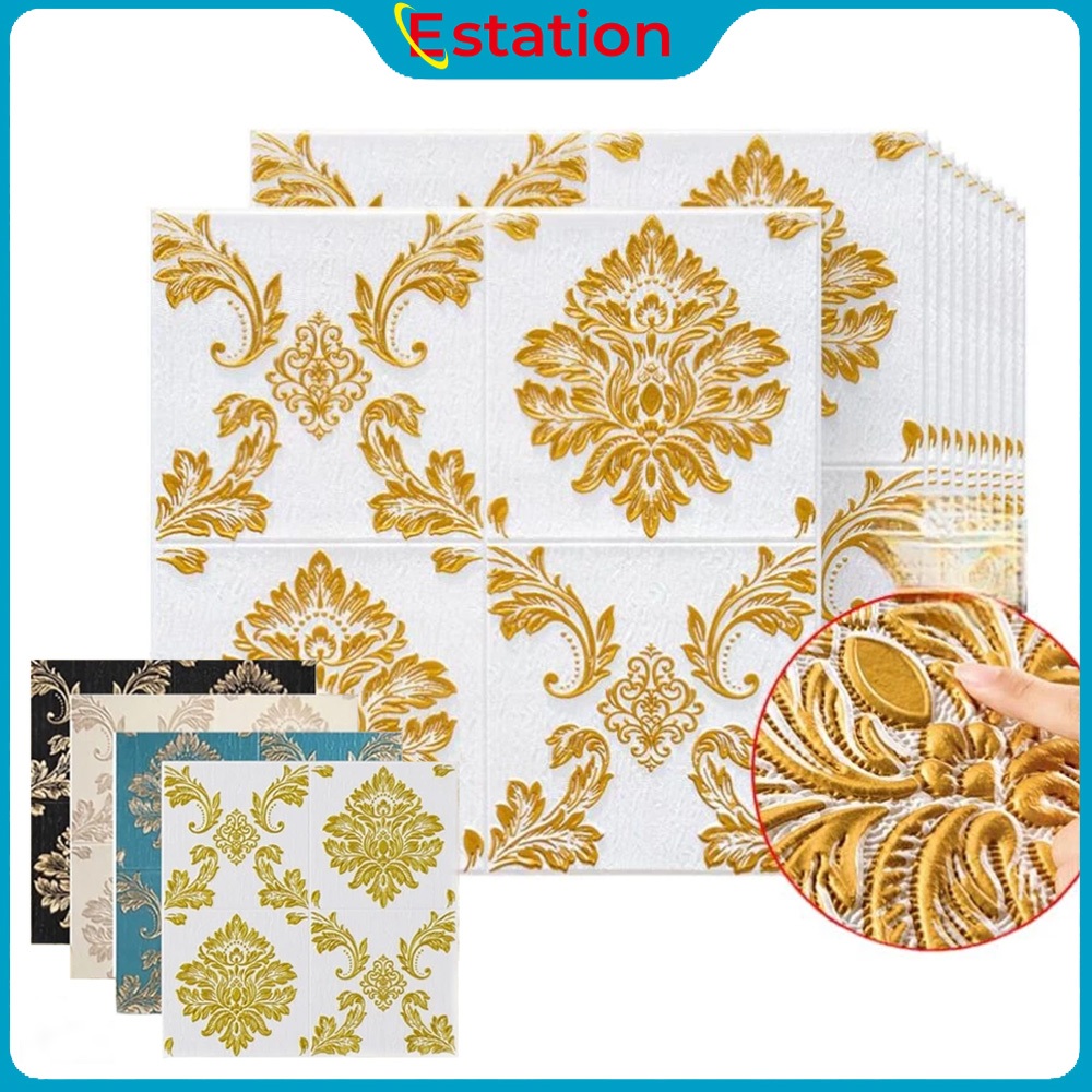 Estation - Wallpaper 3D FOAM / Wallpaper Dinding 3D Motif Foam Batik Bunga More High Quality