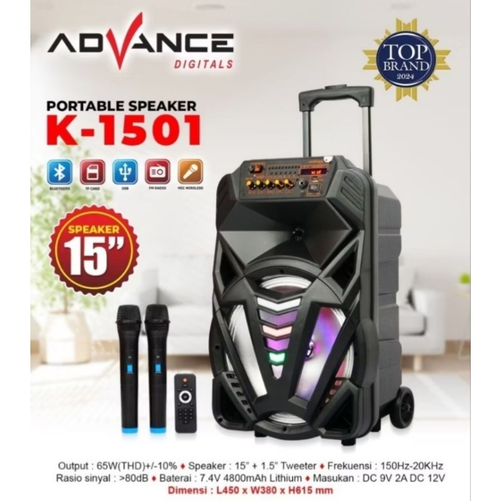 Speaker Portable Advance 15 inch K-1501