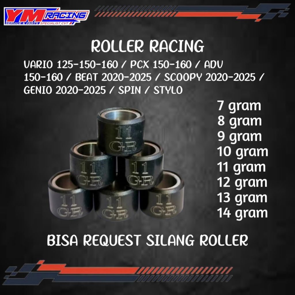 ROLLER LOLER RULER YM RACING VARIO 125-159-160 BEAT/SCOOPY 2020-2025 GENIO PCX ADV SPIN STYLO BISA S
