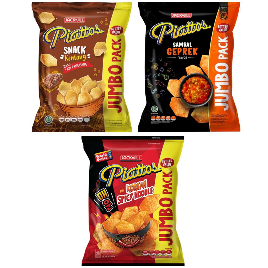 

Piattos Jumbo Snack Kentang Sambal Geprek sapi panggang korea spicy