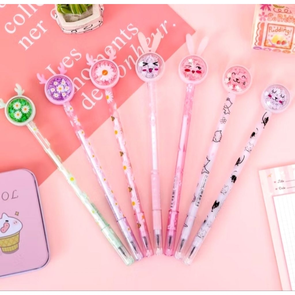 

Bolpen Gel/ Stationery Sekolah / Pena Telinga Kelinci, Pena Gel Motif Karakter