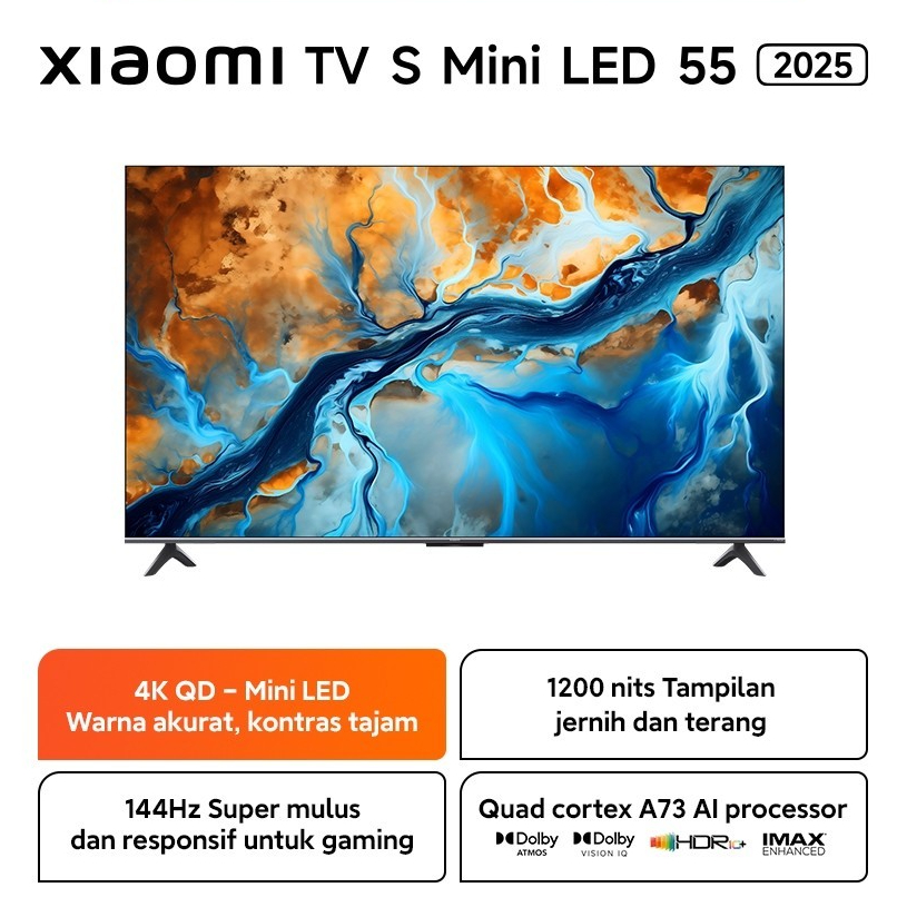 TV XIAOMI S MINI LED 55 INCH 4K QD LED GOOGLE TV MITV L55MA-SPLME 55"