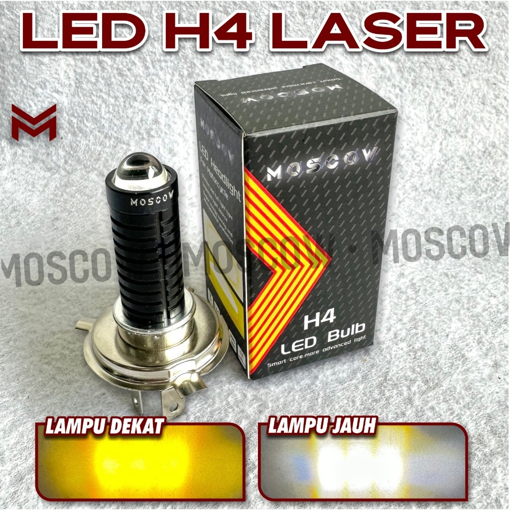 LAMPU DEPAN / LASER LED HEADLAMP H4 LASER GUNORIGINAL MOSCOW HEADLAMP H4 LASER I BOHLAM LED H4 LASER