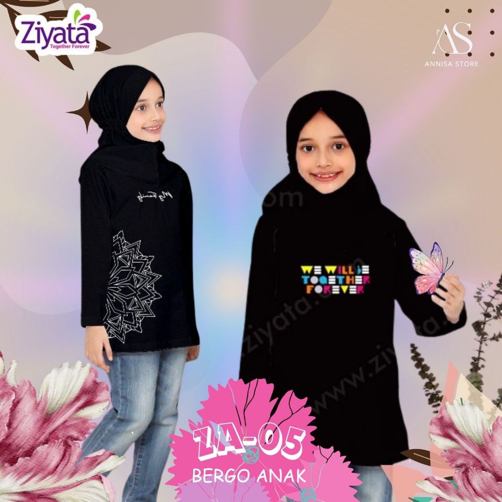 JIBAB ANAK  HIJAB BERGO SERUT ZIYATA ZA 05 HITAM | HIJAB INSTAN BERGO COTTON SPANDEX