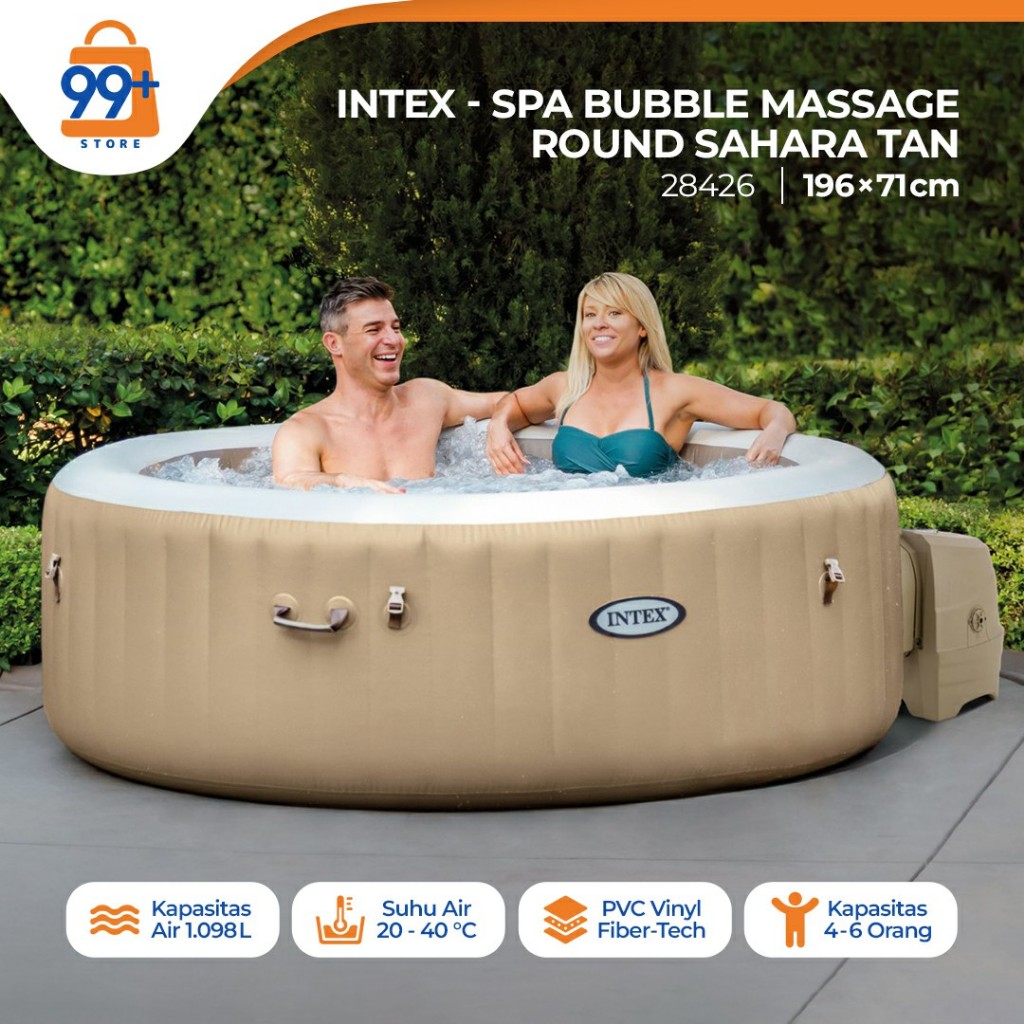 Jacuzzi INTEX 28426 PureSpa Bubble Massage | Spa Portable 6 Orang | 196 x 71 cm
