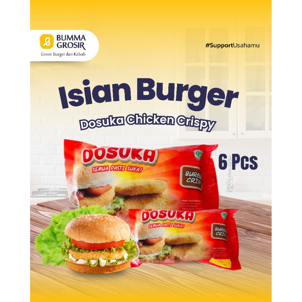 

Dosuka Chicken Crispy Burger - Crispy Burger - Chicken Burger - Burger Ayam - isi 6 pcs