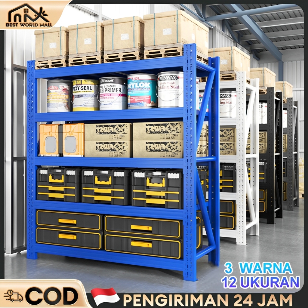 Rak Besi Susun Rak Susun 4 Tingkat Rak Besi Siku 5 Susun Rak Gudang Ketebalan plat besi 4-5cm