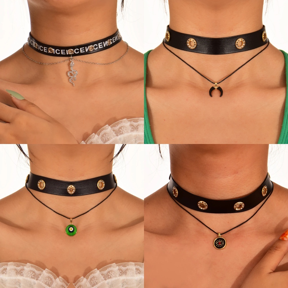 Kalung tali kulit,kalung liontin, liontin berbentuk ular, kalung wanita, kalung leher wanita