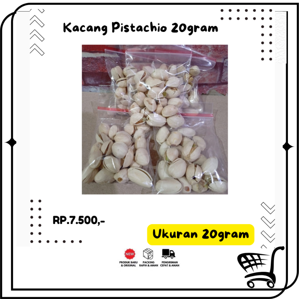 

Toko99 - Kacang Pistachio 20 gram Kacang khas Arab Kulit Putih Pistacio Panggang
