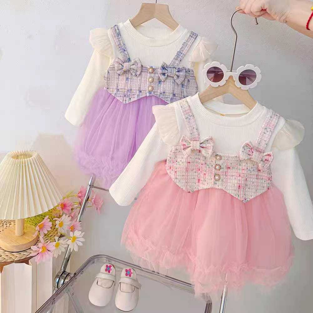 BIEBIE Baju Dress Anak Cewek PESTA Korea Style Tutu Tile