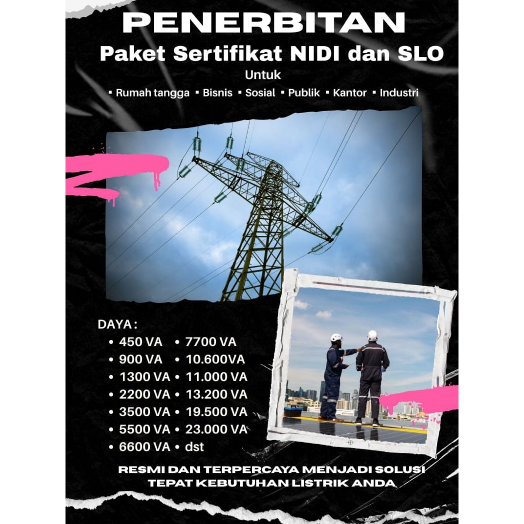 PENERBITAN PAKET SERTIFIKAT NIDI dan SLO Wilayah JAWA TIMUR RESMI untuk syarat Pasang Baru Listrik