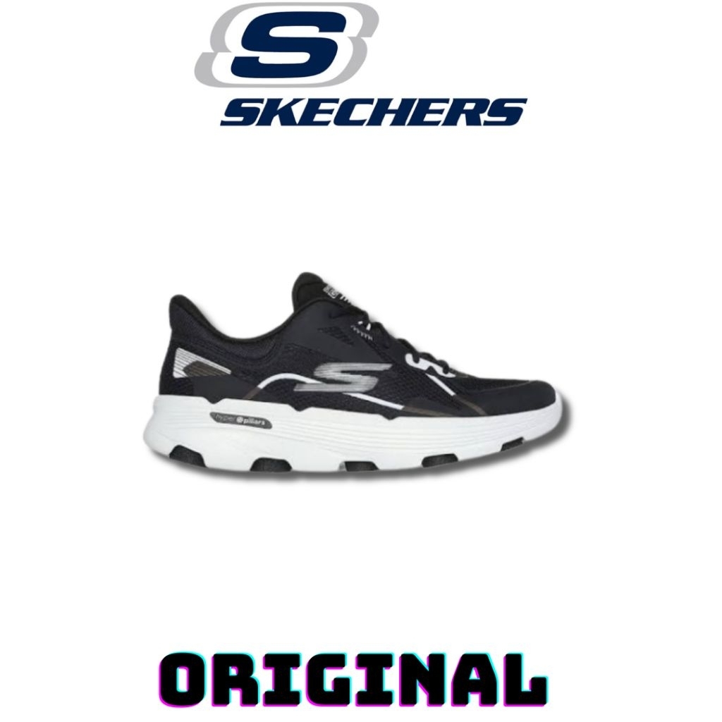 Sepatu Skechers Go Run 7.0 Interval Black White Women's ( 129336/BKW ) Original