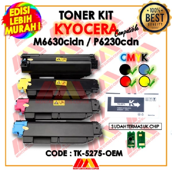 TONER KIT CARTRIDGE TK-5275 COMPATIIBLE KYOCERA M6630CIDN M 6630 CIDN CYAN MAGENTA YELLOW BLACK SATU