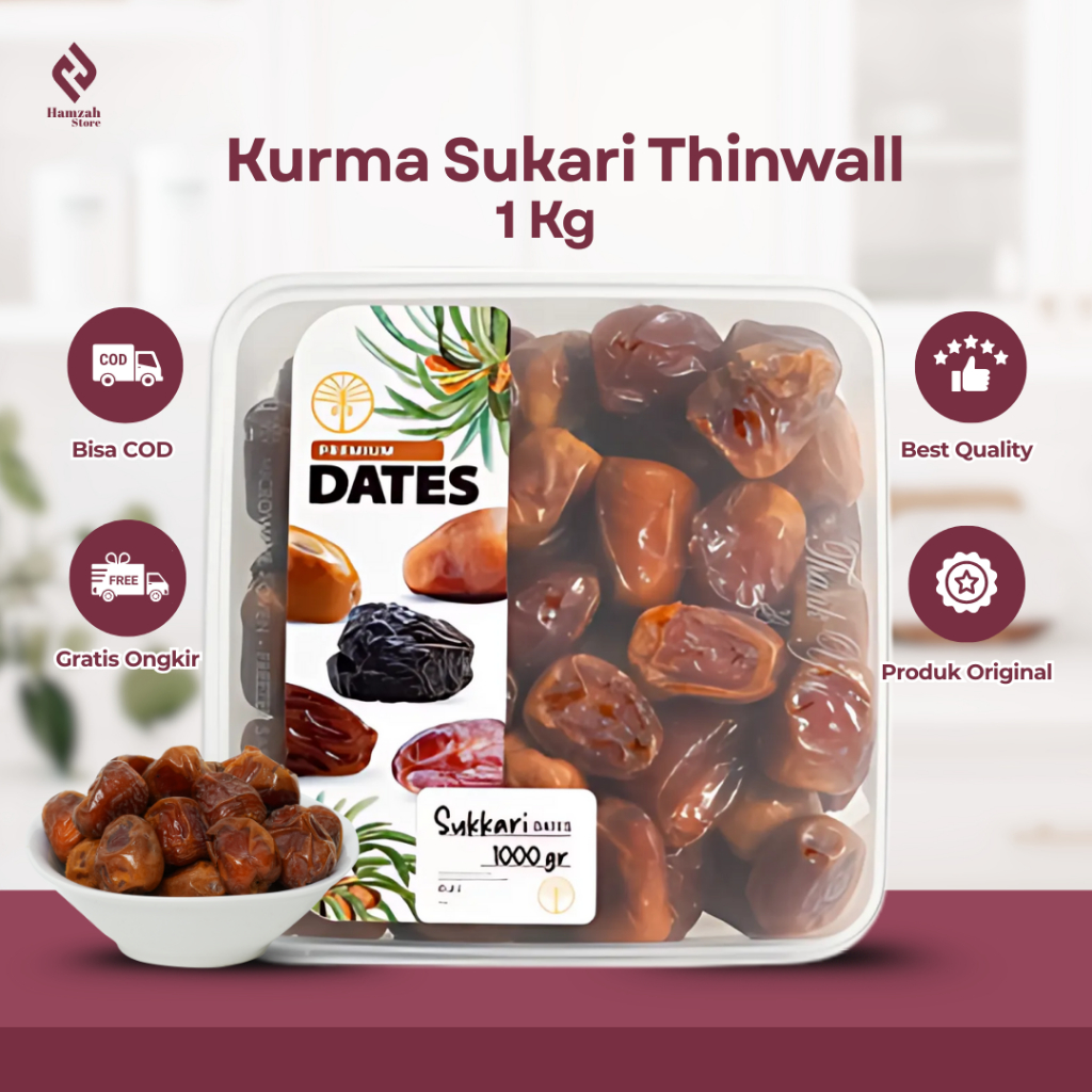 Kurma Sukari Thinwall 1 kg  -  Kurma Raja Premium Dates