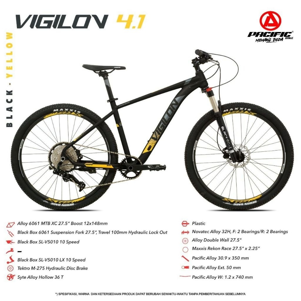 SEPEDA MTB/GUNUNG PACIFIC VIGILON 4.1 ALLOY REM HIDROLIK 10 SPEED BAN 27,5