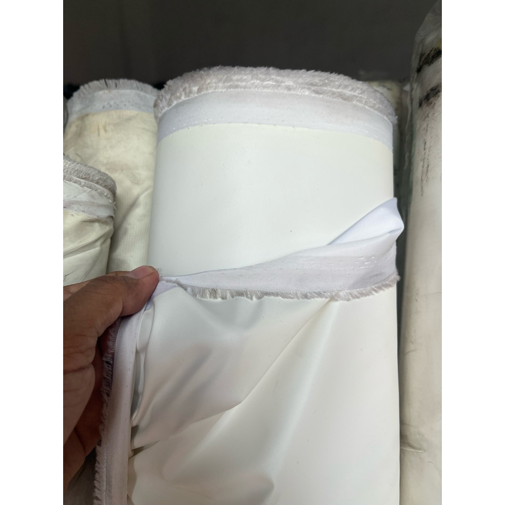kain taslan balon/koting putih bersih 100% waterproof