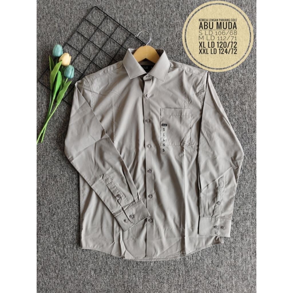 Kemeja Pria Cole Lengan Panjang Kemeja Polos Cowok