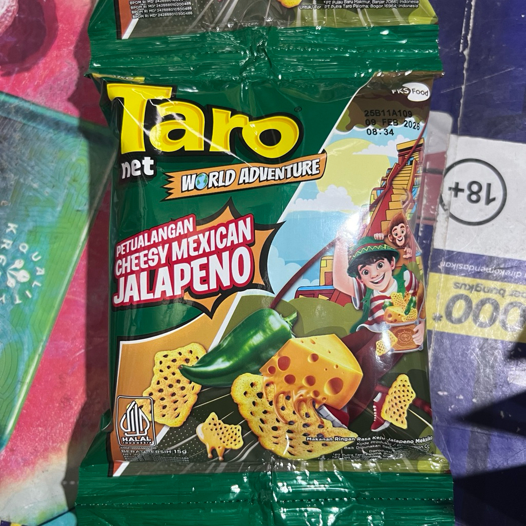 

Taro Net CHEESY MEXICAN JALAPENO 1 Renceng 10 Pcs 15g 15gr 15 g gr gram - Snack Keju Jalapeno Meksiko
