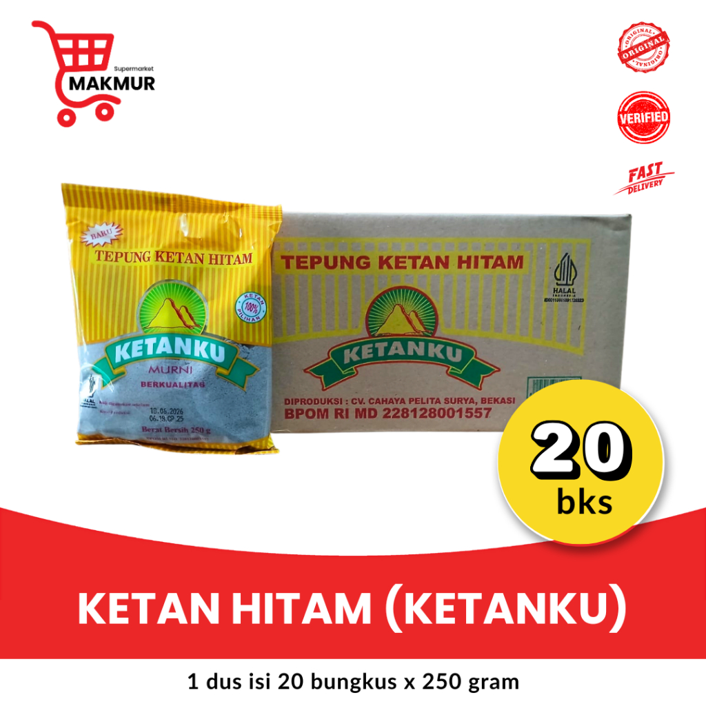 

KETANKU Tepung Ketan Hitam 1 DUS isi 20 BKS x 250 gram (GROSIR) Tkmakmur24