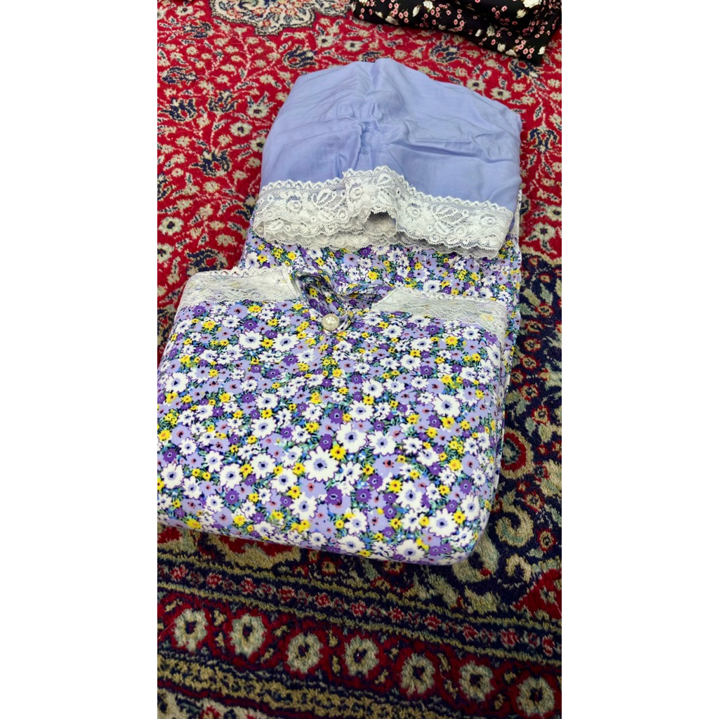 Mukena silk Renda Ungu Bunga - Mukena Travel Pouch - Nabila Collection