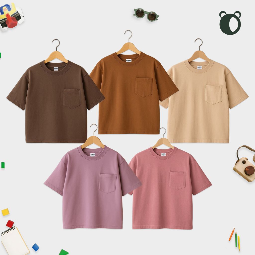 KAOS POCKET ANAK OVERSIZE | KAOS POLOS ANAK UNISEX KAOS COMBED 24S BAJU POCKET ANAK