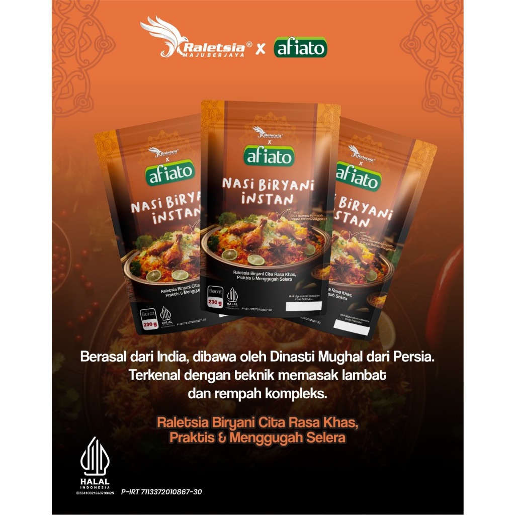 

Nasi Biryani Instan Raletsia - Rasa Khas Timur Tengah | Praktis & Lezat