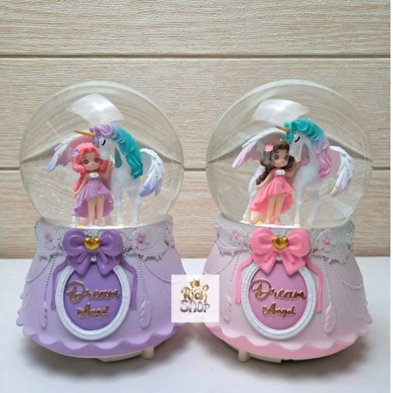 Snowball Princess Castle Kotak Musik Bola Kaca Kristal Salju Snowglobe Waterball