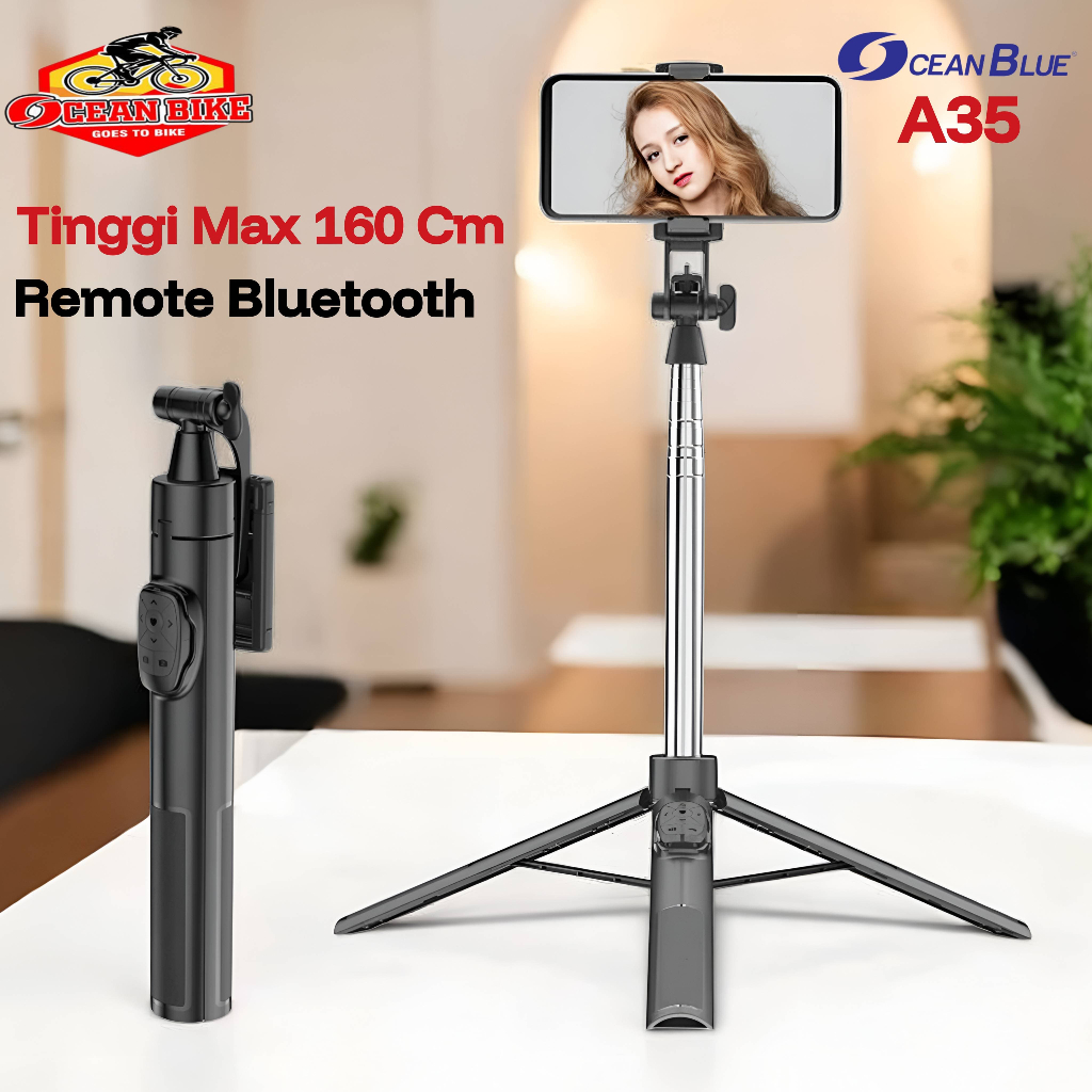 OCEANBLUE Tripod Konten Kreator Tongsis Remote A35 160cm Kamera Hp 3in1 Selfie Live Multifungsi
