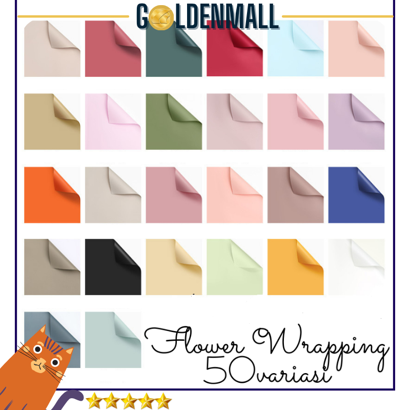 

20 LEMBAR Flower Wrapping Paper Polos Full Color Cellophane Kertas Buket Bunga Warna Solid 6199