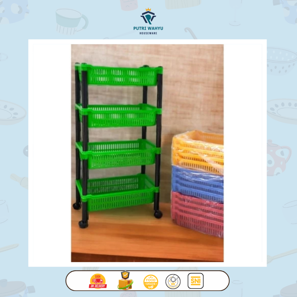 Rak salon GM/ Rak serbaguna plastik/ Rak segi 4 tingkat