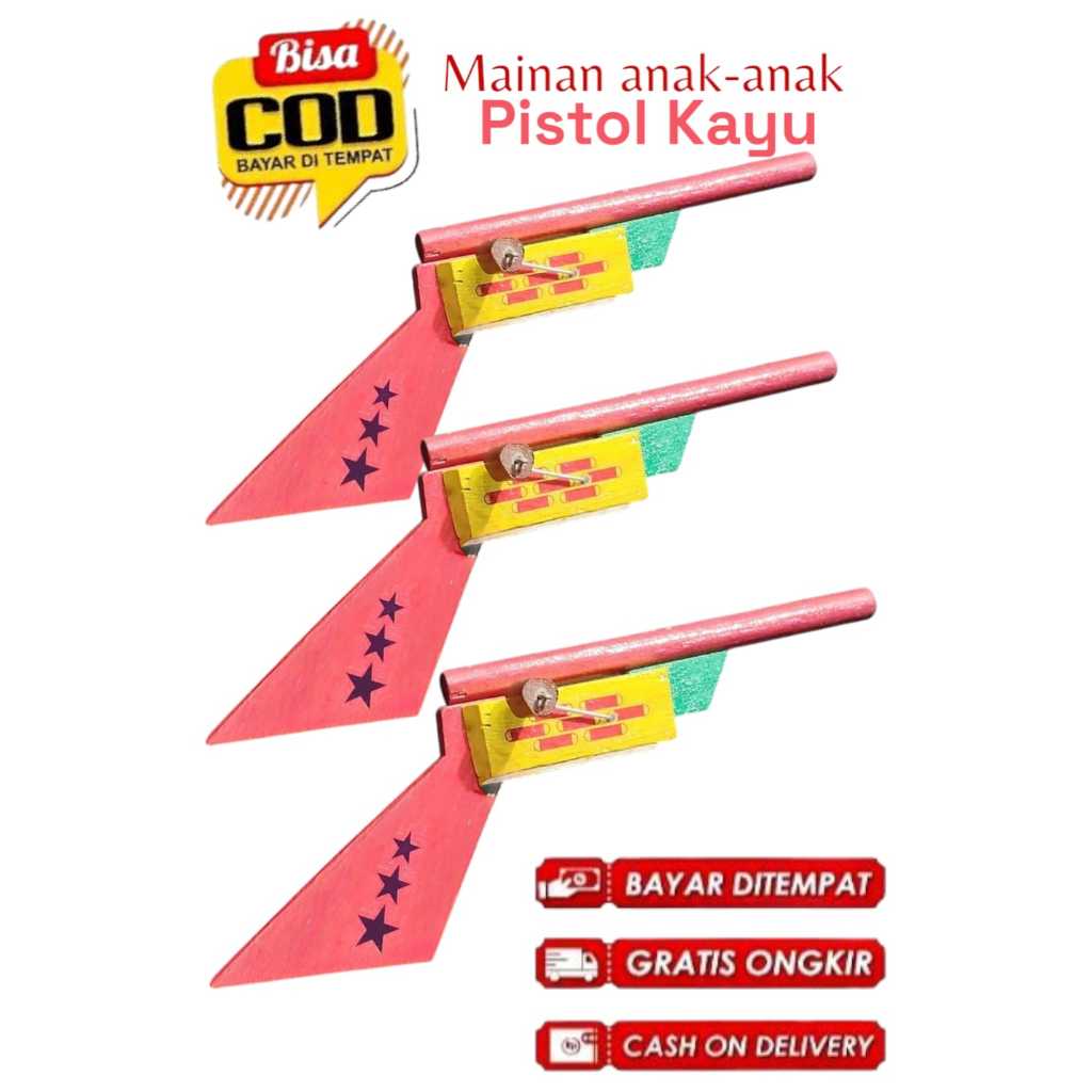 Mainan Anak Pistol Kayu Mainan Etek Jadul Tembakan Kayu Tradisional Murah Berkualitas