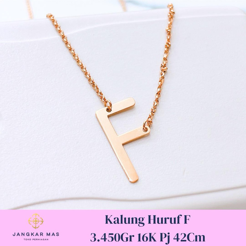 KALUNG EMAS INISIAL HURUF F BERAT 3.450GR KADAR 16K