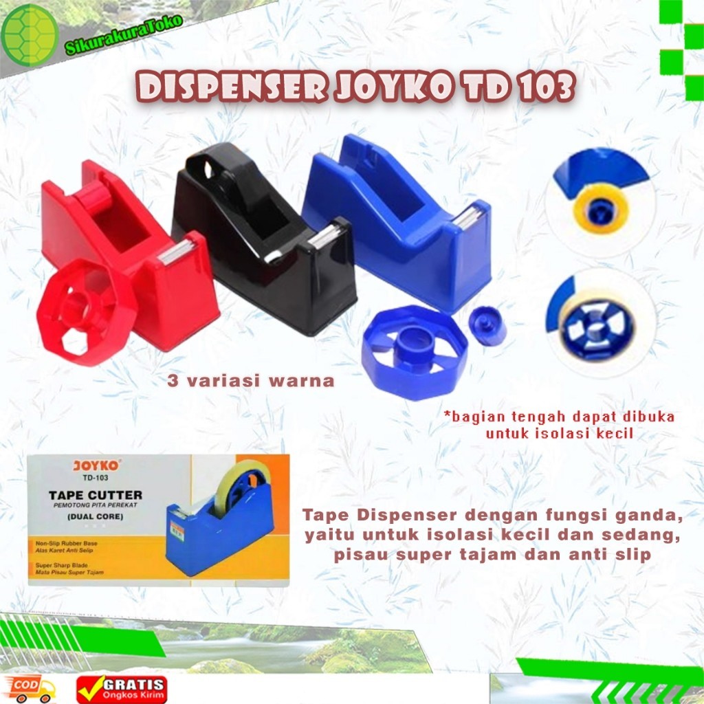 

(sko) JOYKO TD-103 Dispenser Tempat Roll Alat Pemotong Solatip Lakban Laban Tape Tip Cutter
