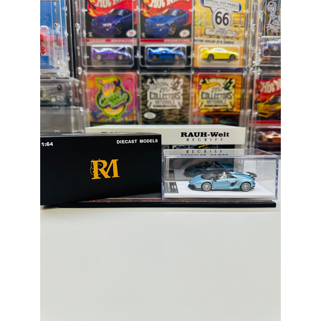 TPC x Rhino Model 1:64 LBWK Lamborghini Aventador LP720-4 Ice Blue with Silver Wheel