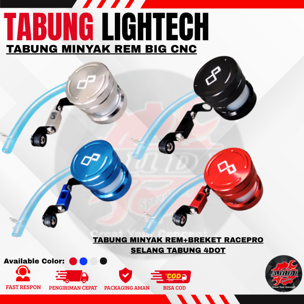 Rejeki.Maju Tabung Minyak Rem Lightech Merah Hitam Universal Set Tabung Minyak Rem Lightech Tabung