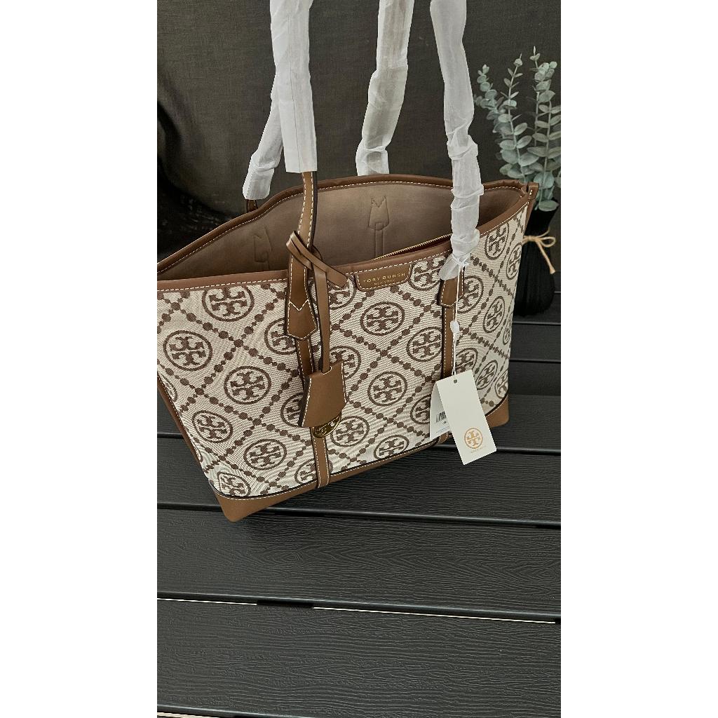 Tas Tory Burch Mono Tote Bag - Brown