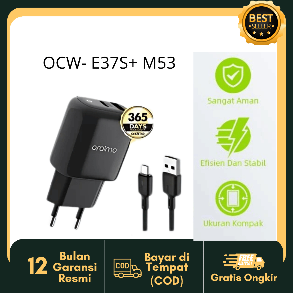 Oraimo Charger OCW- E37S+ M53 MicroTank 3 Black- Original Oraimo