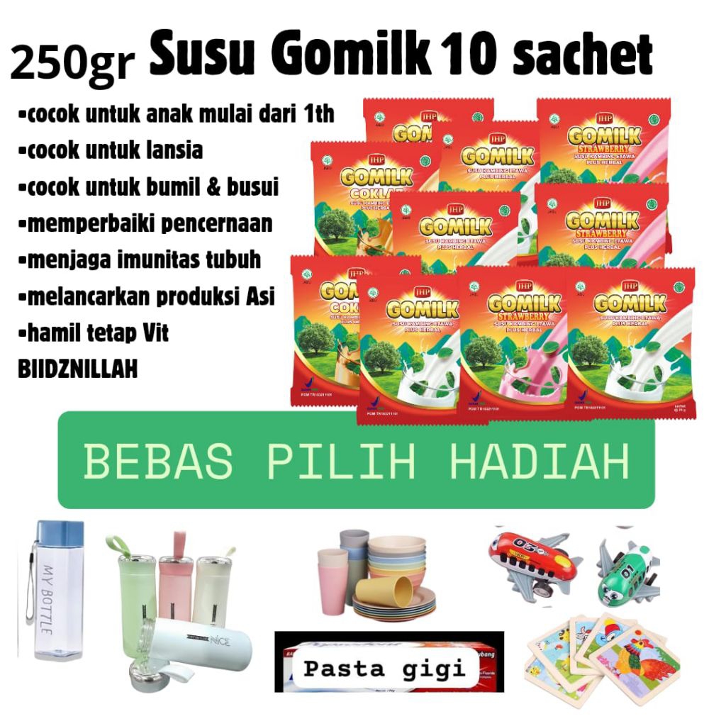 

GOMILK 10 sashet [COD+GARANSI] Free hadiah susu kambing plus herbal