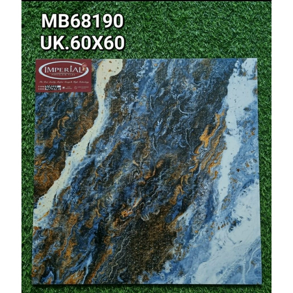 60X60 IMPERIAL GRANIT HITAM BIRU CORAK TERBARU LANTAI KILAT GLOSSY GLAZED POLISHED MOTIF CORAK MEWAH