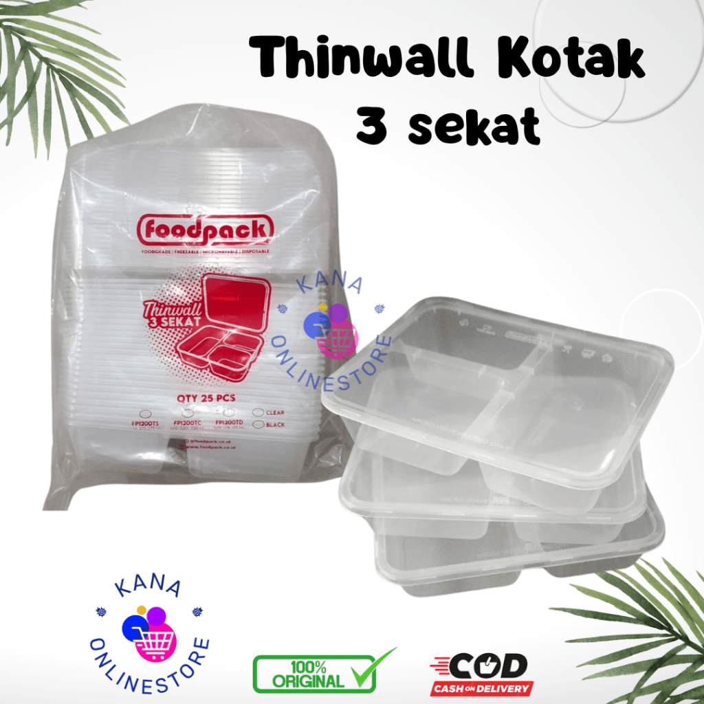 Thinwall Kotak 3 Sekat / Kotak Bento 3 Sekat Foodpack