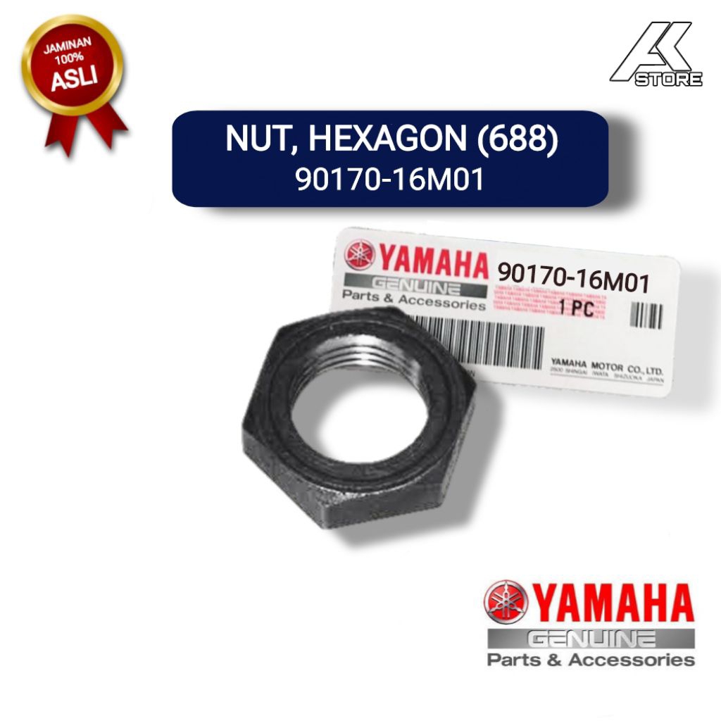 NUT HEXAGON (688) 90170-16M01 | mur gigi jantunf mesin tempel Yamaha 100PK s.d 200PK 2Tak 4Tak