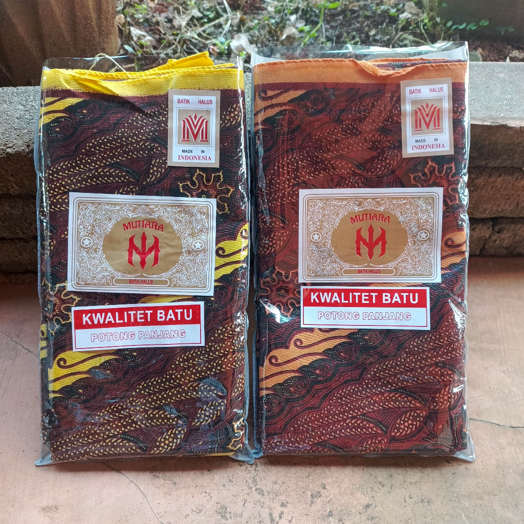 Batik Halus Kain Jarik Cap Mutiara Kwalitet Batu Potong panjang promo murah warna Coklat dan Kuning