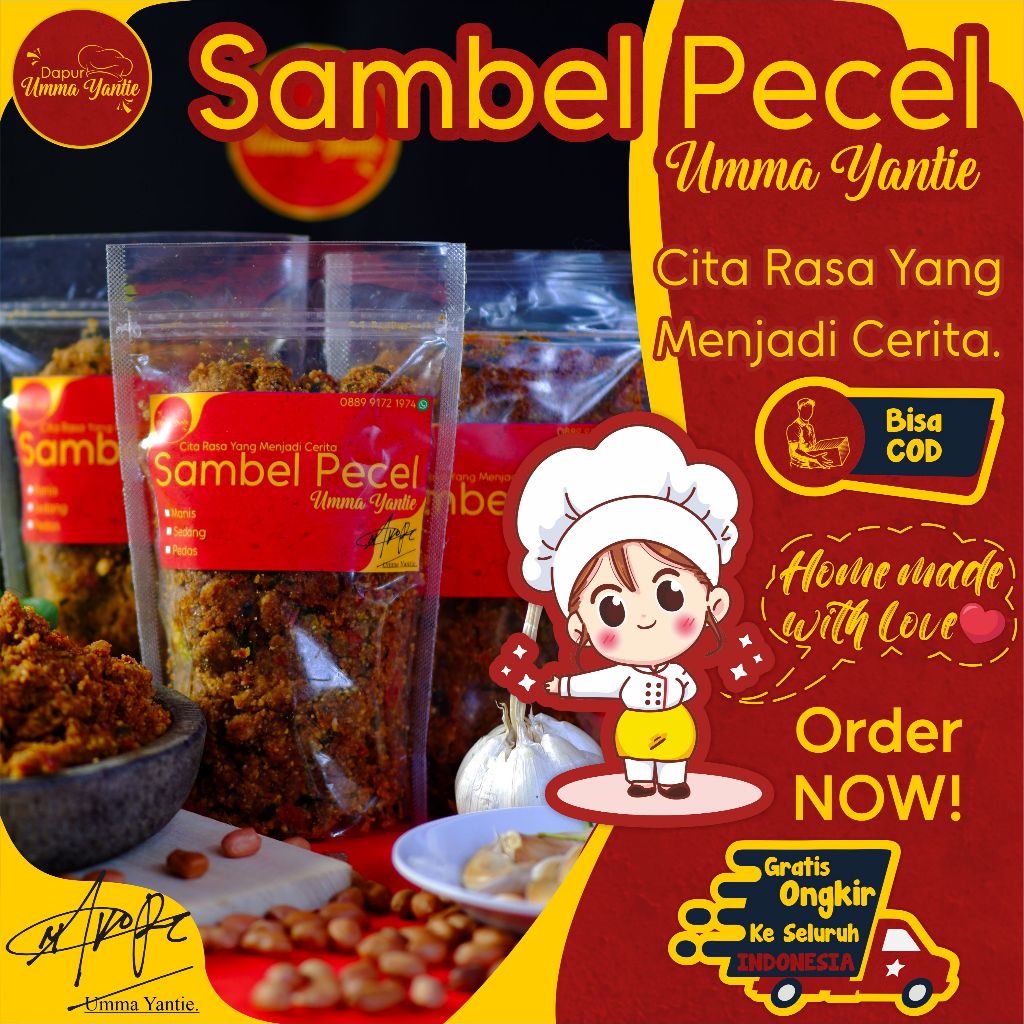 

Sambal Pecel 250 Gram Khas Madiun Lezat Pedas Manis Gurih Home Made Halal Dapur Umma Yantie