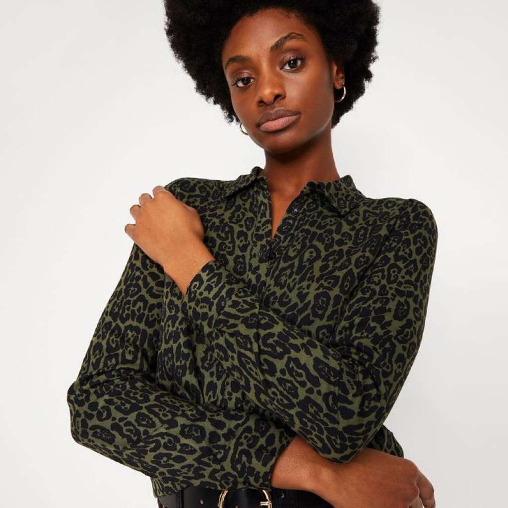 Zara Satin Shirt Leopard Print