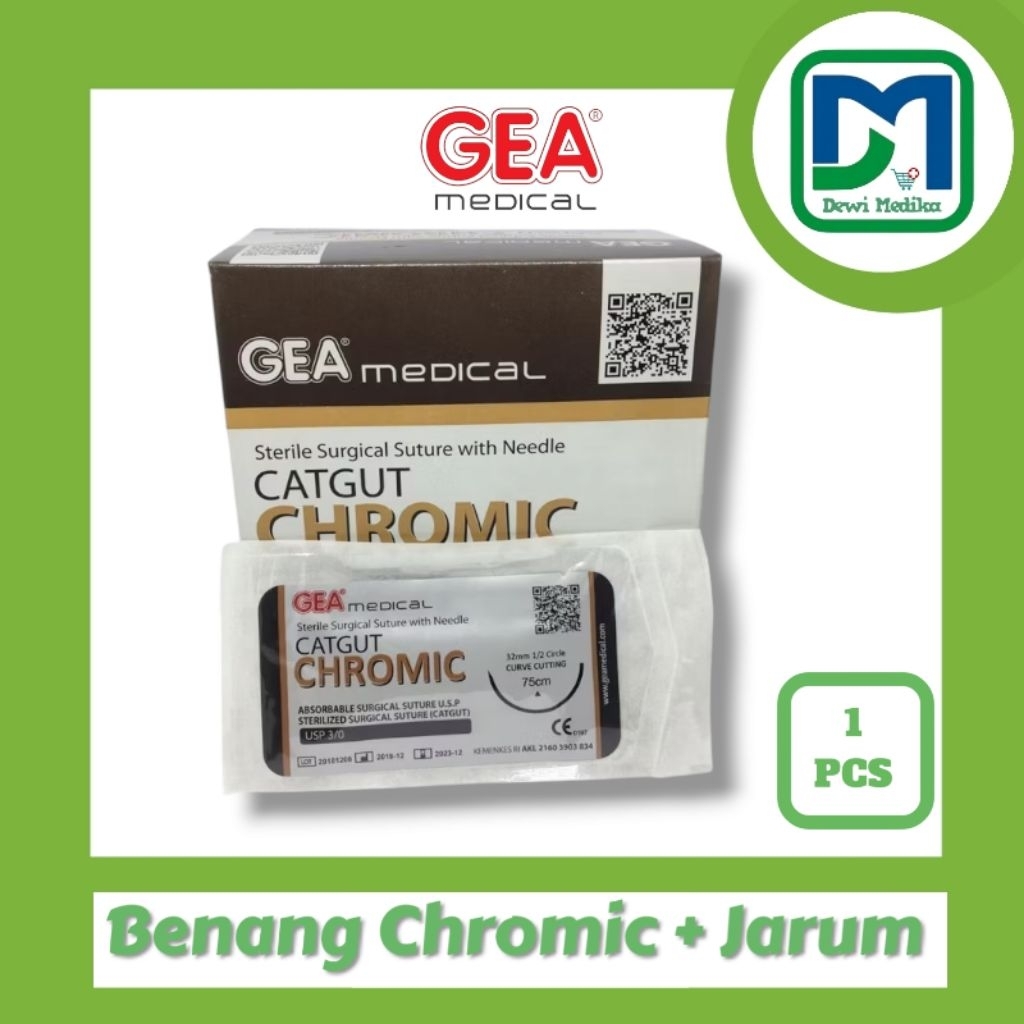 CATGUT Chromic Gea  3/0 + Jarum  Benang Chromic Gea + Jarum