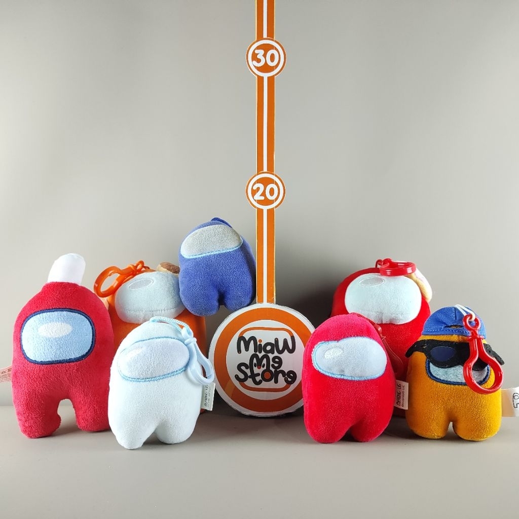 Ganci Gantungan Kunci Boneka Among Us Merah, Biru, Orange Kostum Original Among Us